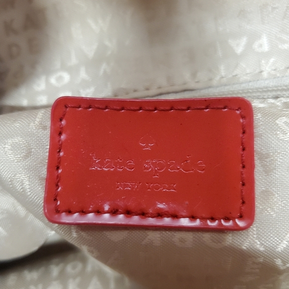 Kate Spade Red Polka Dot Embossed Patent Leather Shoulder Tote Bag - Picture 5 of 6